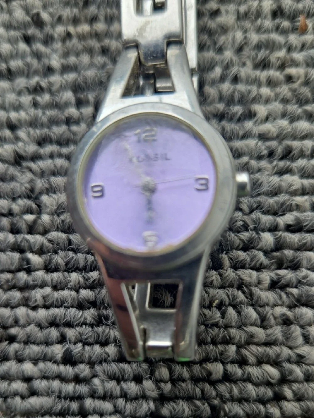 Fossil Silver-Tone Bracelet Watch with Lavender Dial